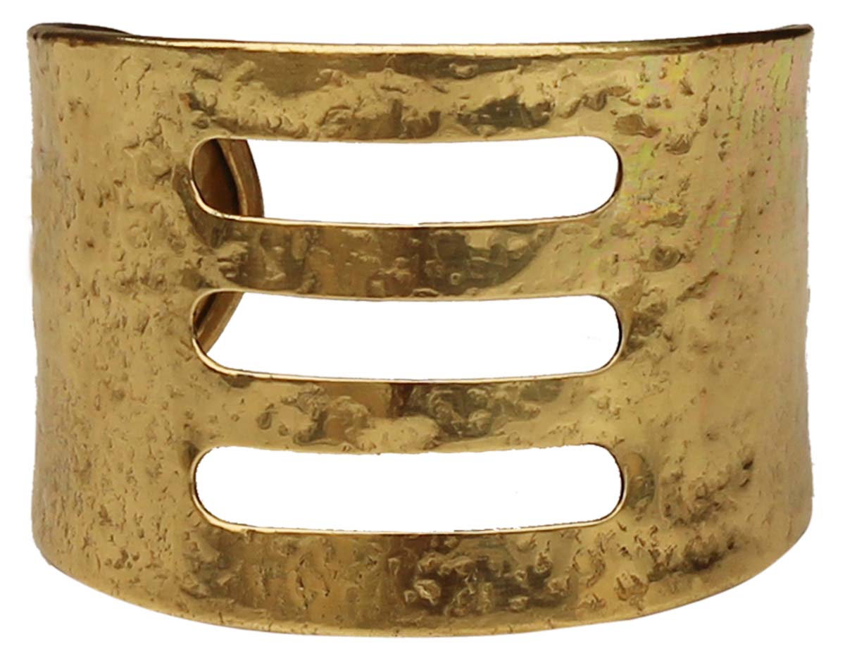 Brass Cuff Bracelet with Linear Cut-Out Pattern - 2.5” Golden Tone - Antique-Look Accessories / Gifts for Her - Buy in Bulk Wholesale